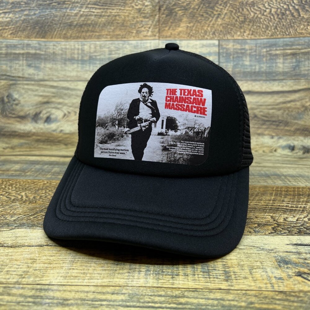 The Texas Chainsaw Massacre Mens Trucker Hat Black Snapback Movie Poster Horror